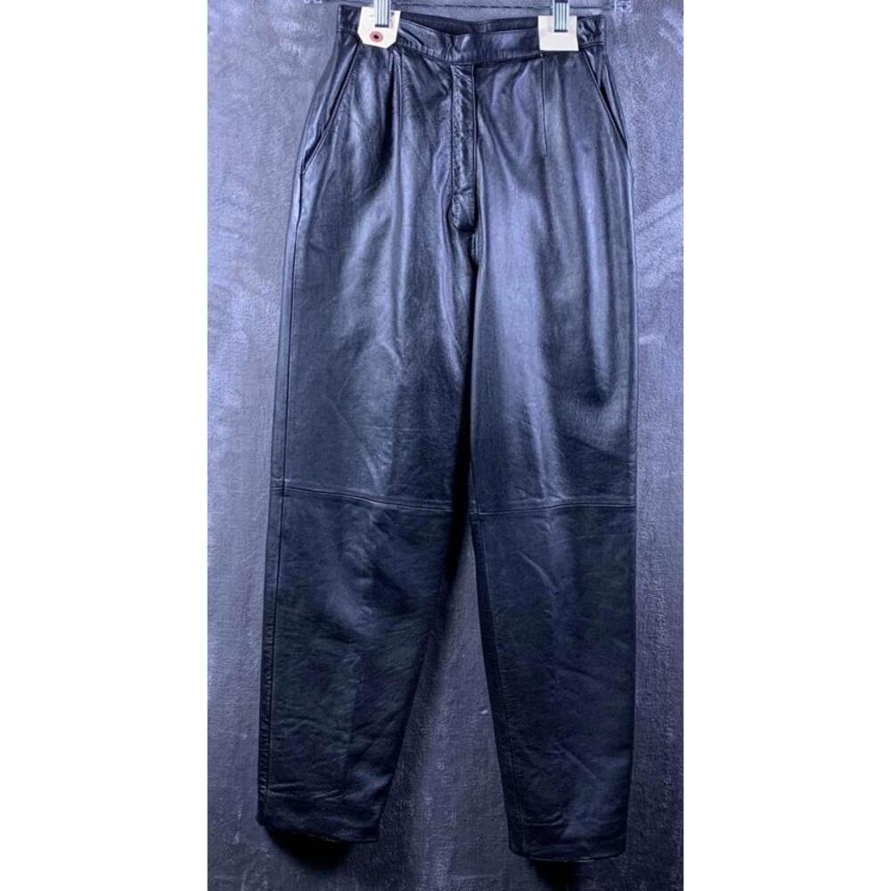 Vintage Women's Jones New York  Black Leather Dress Pants Sz 2p (730)